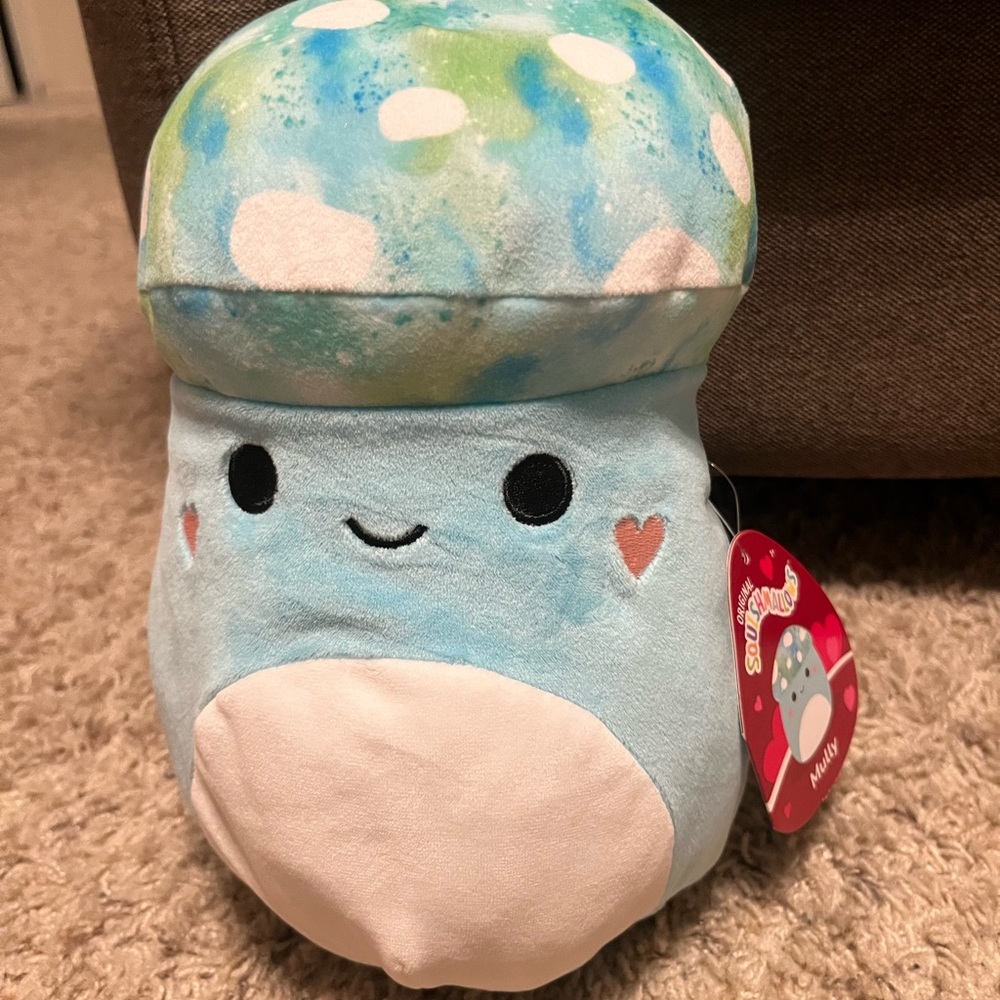 Squishmallows Mully the Valentine Blue Mushroom 8” 2024 Heart Cheeks